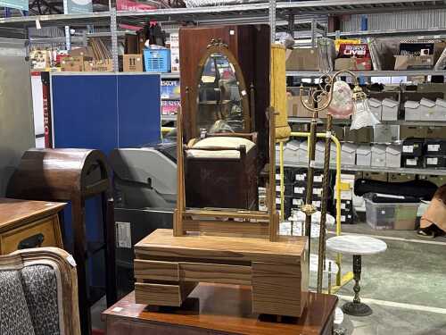 Vintage Japanese Ebikawa Tansu dressing table mirror and jewellery cabinet