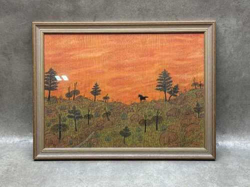 Doreen Bromby, Rugged Country, c. 1984. Acrylic painting on wood panel