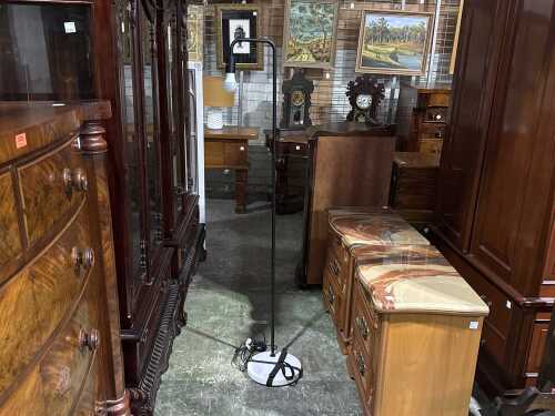 Chrome and stone standard floor lamp