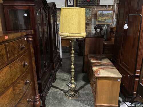 Brass floor lamp with cream shade