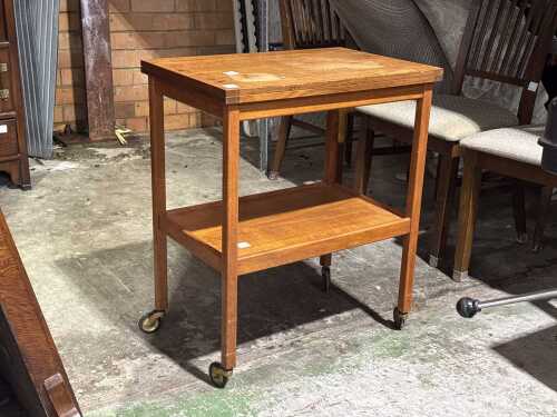 Mid-century 2-tier teak bar cart