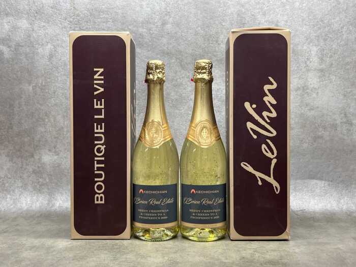 Two Bottles of Boutique Le Vin Sparkling Wine with 24K Gold leaf