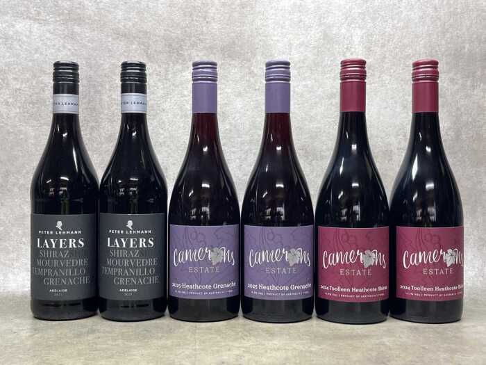 Mixed ed wine, six bottles