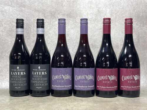 Mixed ed wine, six bottles