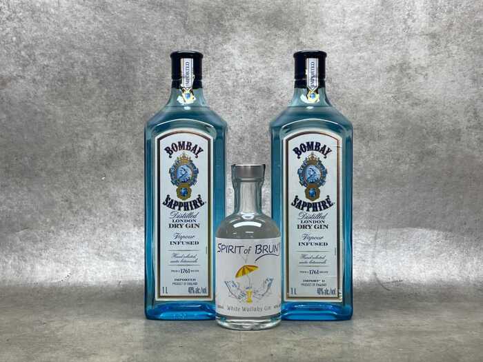 Gin, three bottles