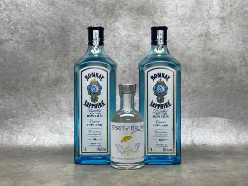 Gin, three bottles