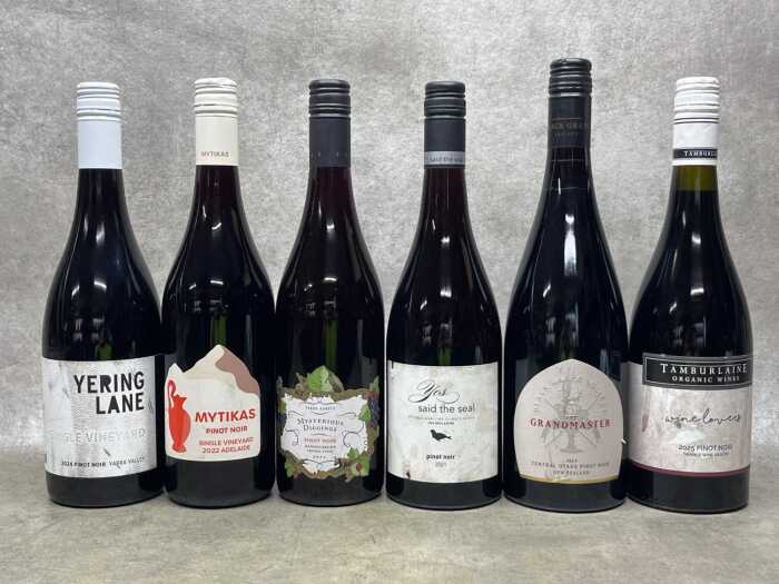 Mixed Pinot Noir, six bottles