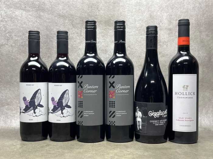 Mixed Cabernet Sauvignon, six bottles