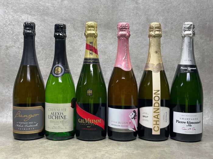 Mixed sparkling wine, six bottles
