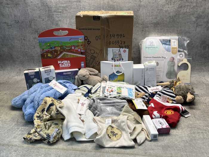 Group of baby boy products