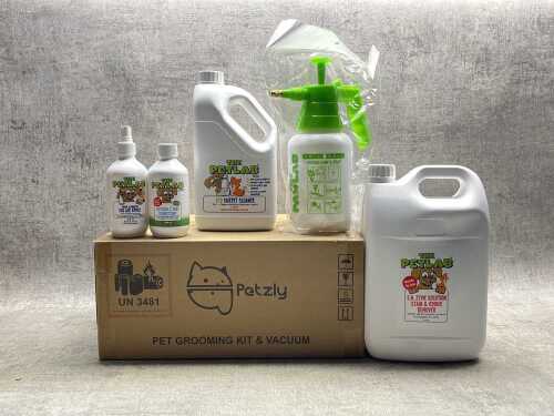 The Petlab products & Petzly grooming kit