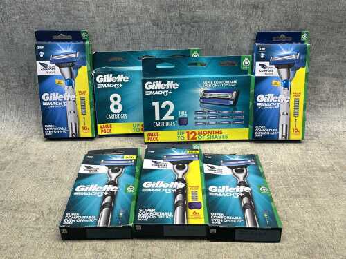 Group of Gillette Mach 3+ products