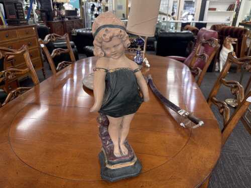 Vintage chalkware statue of a young girl