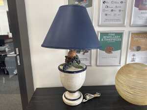 Pair of mid-century Mexican glazed ceramic table lamps with applied fruit design - 2