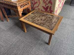 Mid-century timber coffee table with tiled top