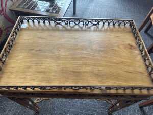 Fretted timber side table - 2