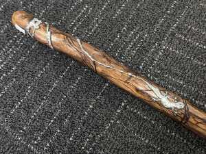 Jerome Lyons, carved timber rainstick with applied pewter lizard, 2004. - 4