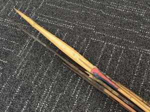 Collection of Papua New Guinea fishing spears with cane shafts and natural fibre bindings - 2