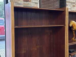 A contemporary live edge hardwood bookcase (left) - 2