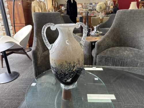 Valletta twin-handled brown, blue and cream glass vase