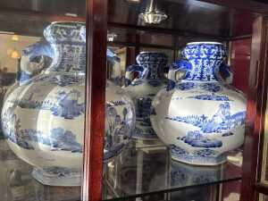 Pair of blue and white porcelain twin-handled gourd vases - 3