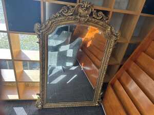 Ornate gilt wall bevelled edge mirror - 3