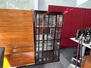 Rosewood timber display cabinet with glass doors (excluding items in cabinet) - 3