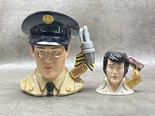 Two Royal Doulton Elvis character jugs