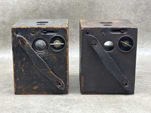 Two antique Kodak No.2 Bulls-Eye box cameras