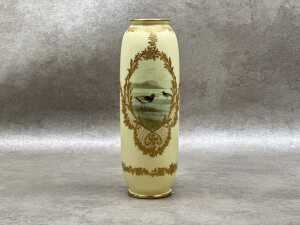 Joseph Hancock (w. 1890-1945) for 'Royal Doulton' porcelain vase with hand-painted bird design