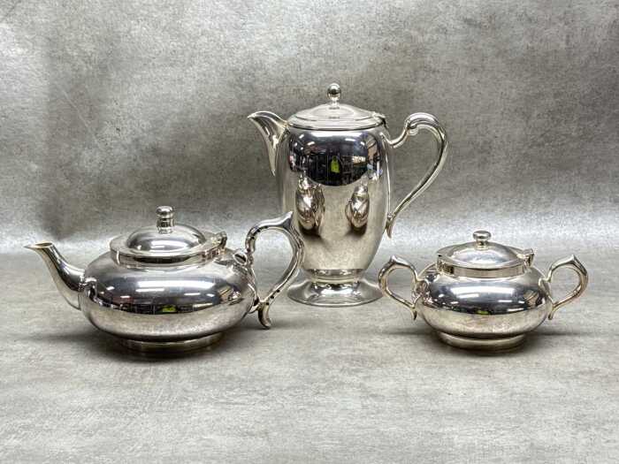 Three silver-plated holloware pieces