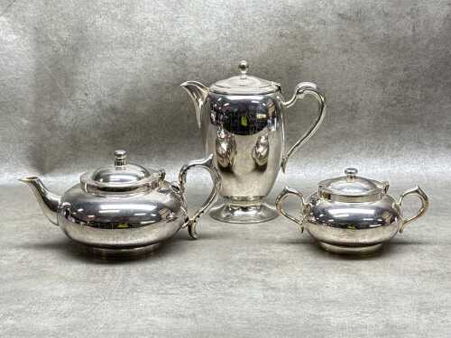 Three silver-plated holloware pieces