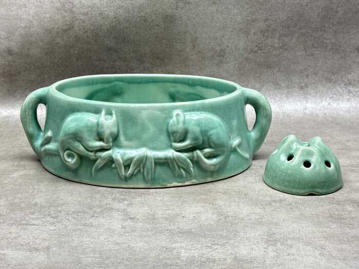 Australian Melrose Ware double handled possum bowl with flower frog
