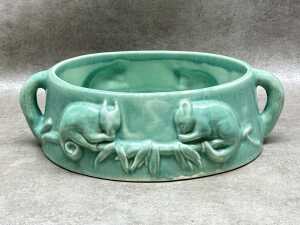 Australian Melrose Ware double handled possum bowl with flower frog - 2