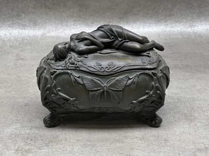 Art Nouveau-style bronze trinket box