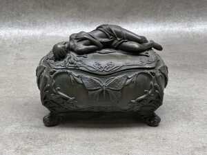 Art Nouveau-style bronze trinket box