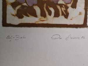 Artist unknown, flowers (2), 1980 and 1982 (2). Two framed batik prints on cotton - 5