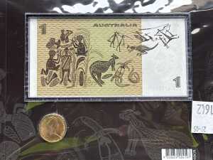 Australia $1 Last Note and First Coin uncirculated pack together with $1, $2 and $5 banknotes. - 5