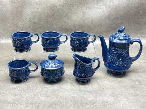 Mid-century indigo blue coffee set