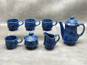 Mid-century indigo blue coffee set
