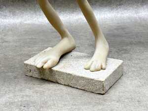Whimsical resin figure of a boy and a bird on base - 3