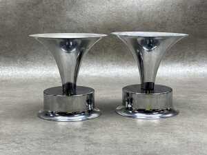 Three mid-century modern metal candle holders - 4