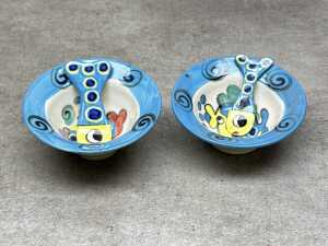 Natalie and Mark Apperly, studio pottery salad bowl and condiment bowls with servers, 1990s - 4