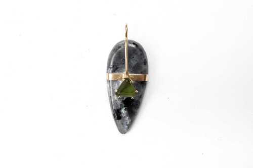A Labradorite and chrysoprase pendant in 9 carat yellow gold