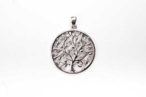 A diamond tree of life pendant in 9 carat white gold