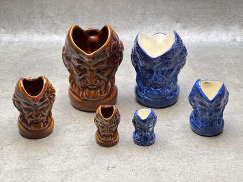 Six of six vintage Elisher character jugs