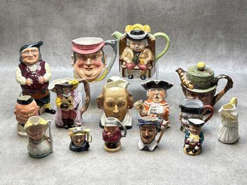Collection of ceramic teapots, character and Toby jugs