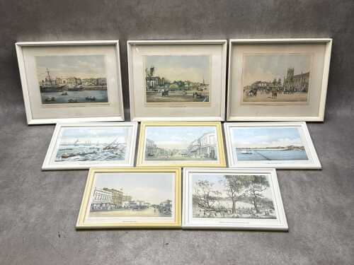 Set of eight vintage framed prints of Melbourne