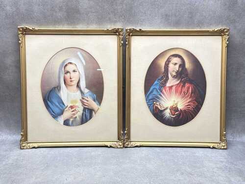 Two vintage religious prints in gilt frames