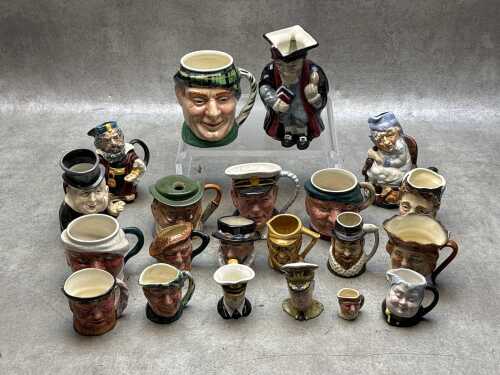 Collection of ceramic character and Toby jugs